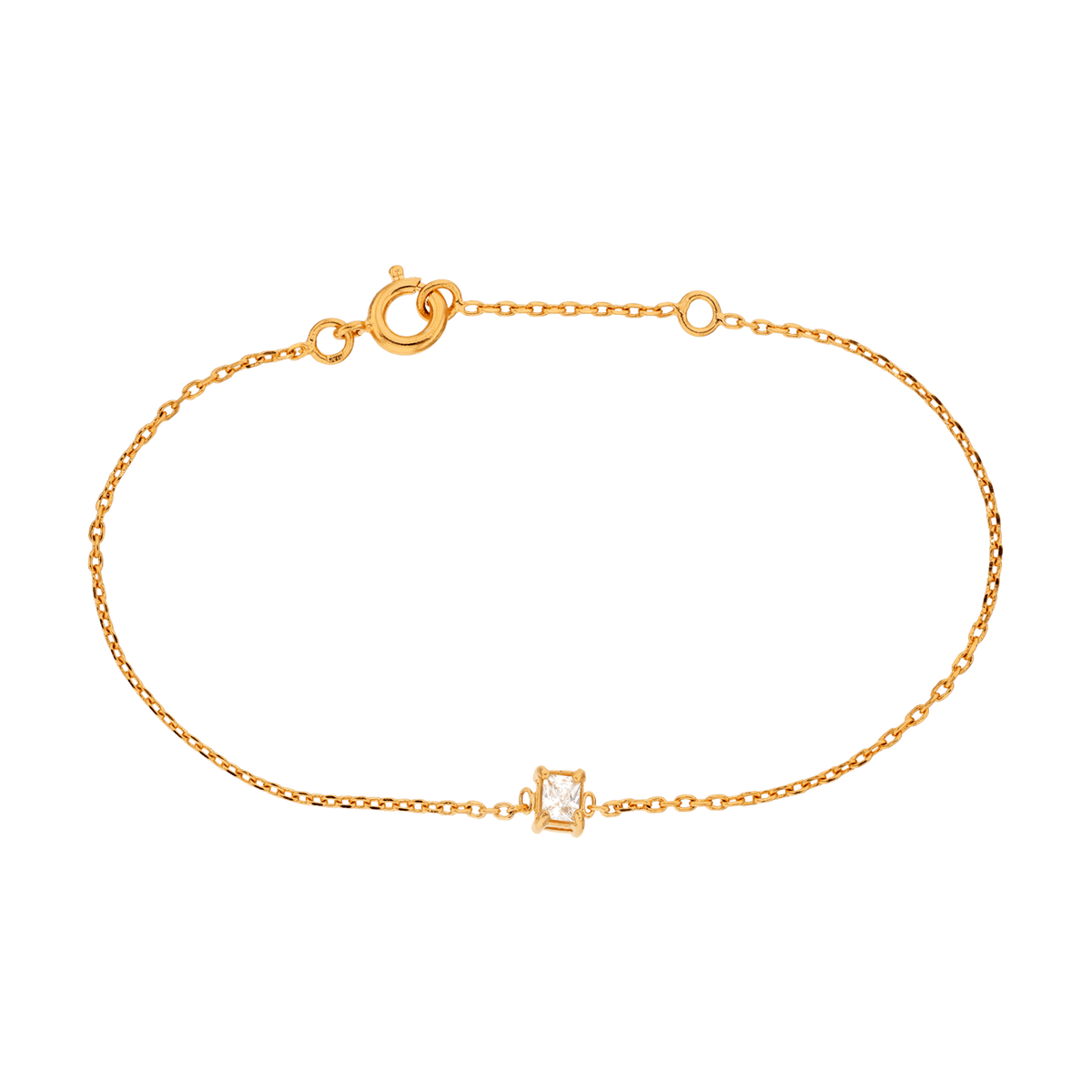 Bracelet Plaqué Or Zirconium 3mm 4 Griffes Chaîne Forçat 1.2mm 16 à 18cm