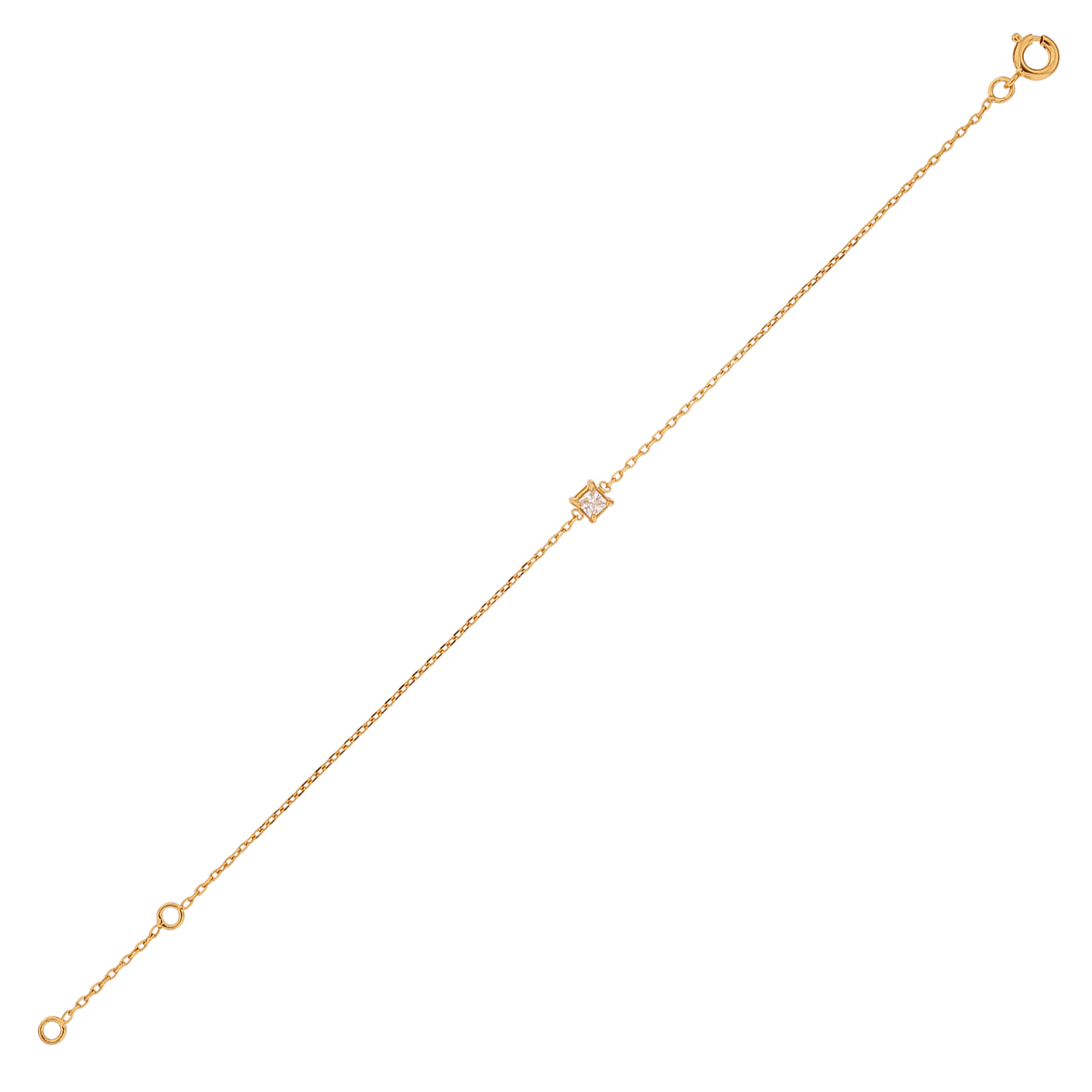 Bracelet Plaqué Or Zirconium 3mm 4 Griffes Chaîne Forçat 1.2mm 16 à 18cm