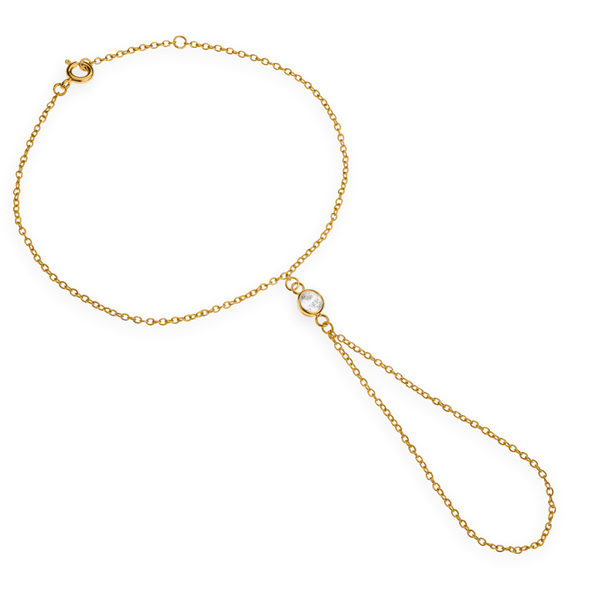 Chaîne Main Plaqué Or 1.2mm 20 à 22cm Zirconium 5mm Serti Clos