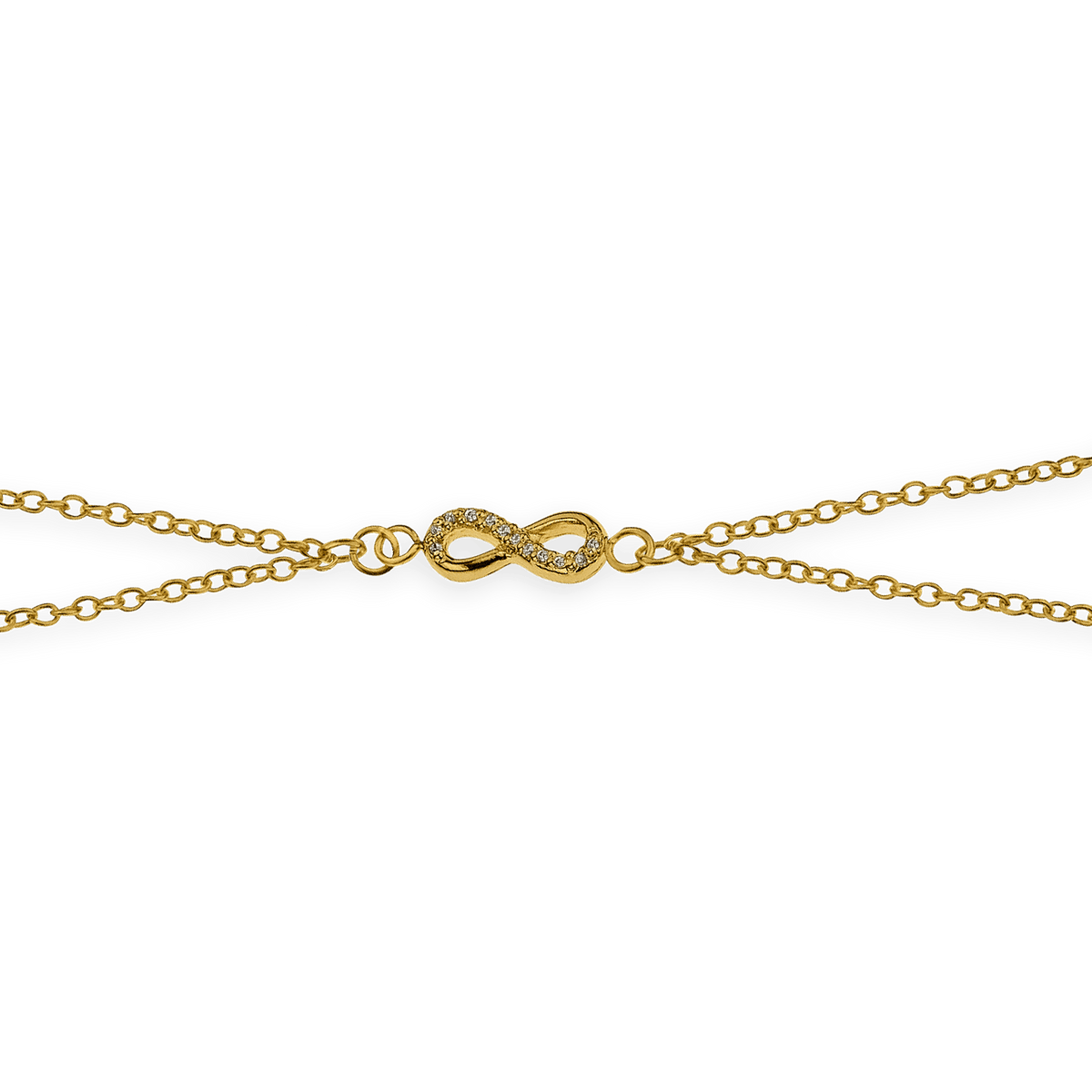 Chaîne Main Plaqué Or 1.2mm 19 à 21.5cm Infini 11.5mm Zirconium