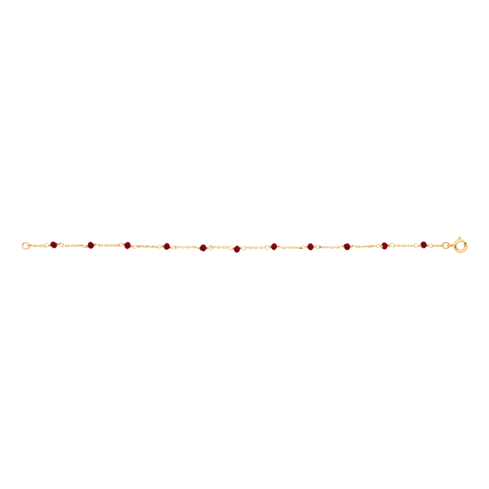 Bracelet Cristral Grenat 3mm 19cm Plaqué Or