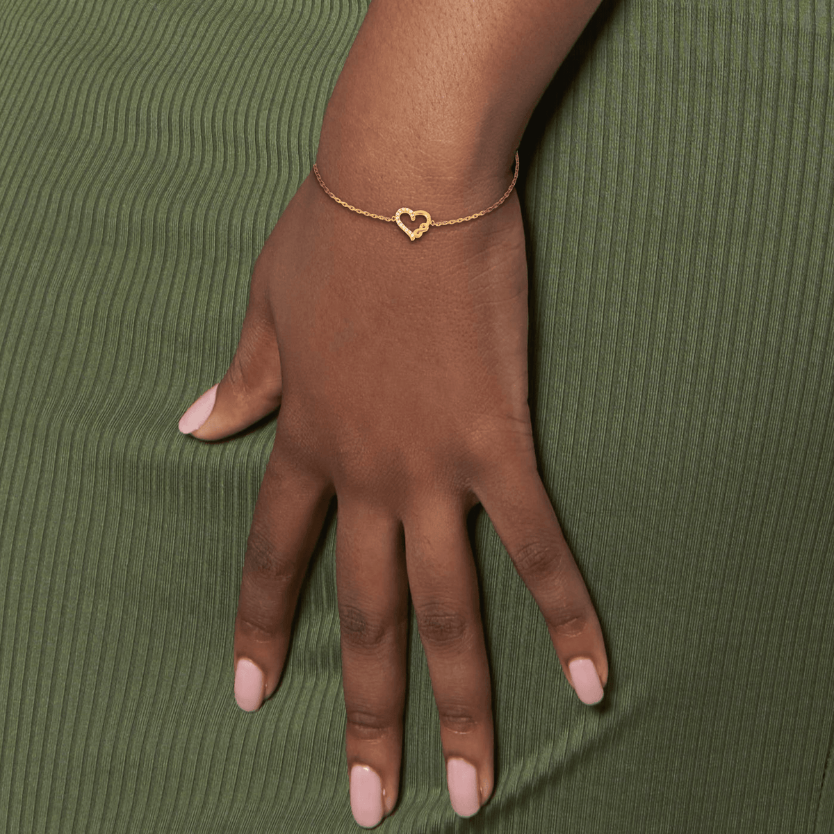 Bracelet Plaqué Or Cœur Infini Zirconium 10*11mm 16 à 18cm