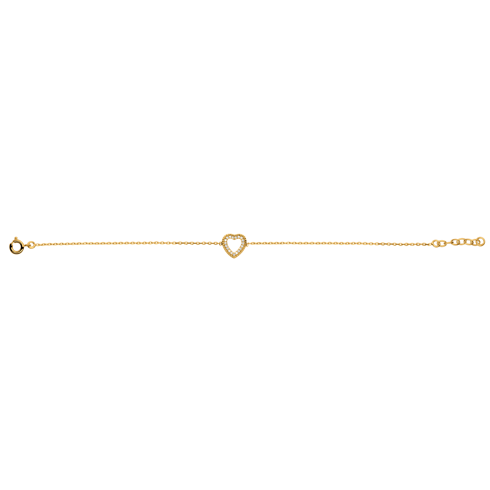 Bracelet Plaqué Or Cœur Zirconium 10mm 18A20cm