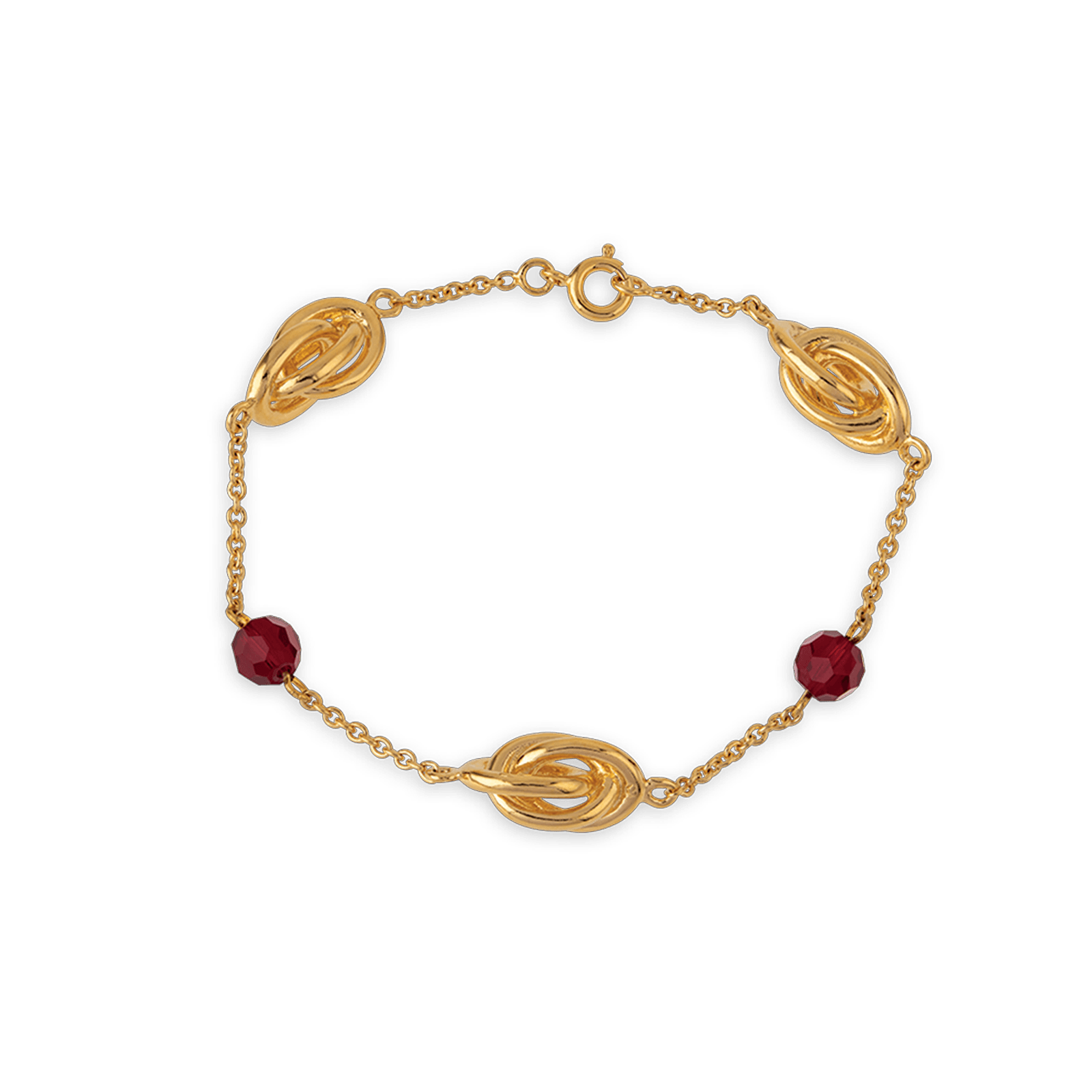 Bracelet noeud antillais et 2 pierres cristal grenat
