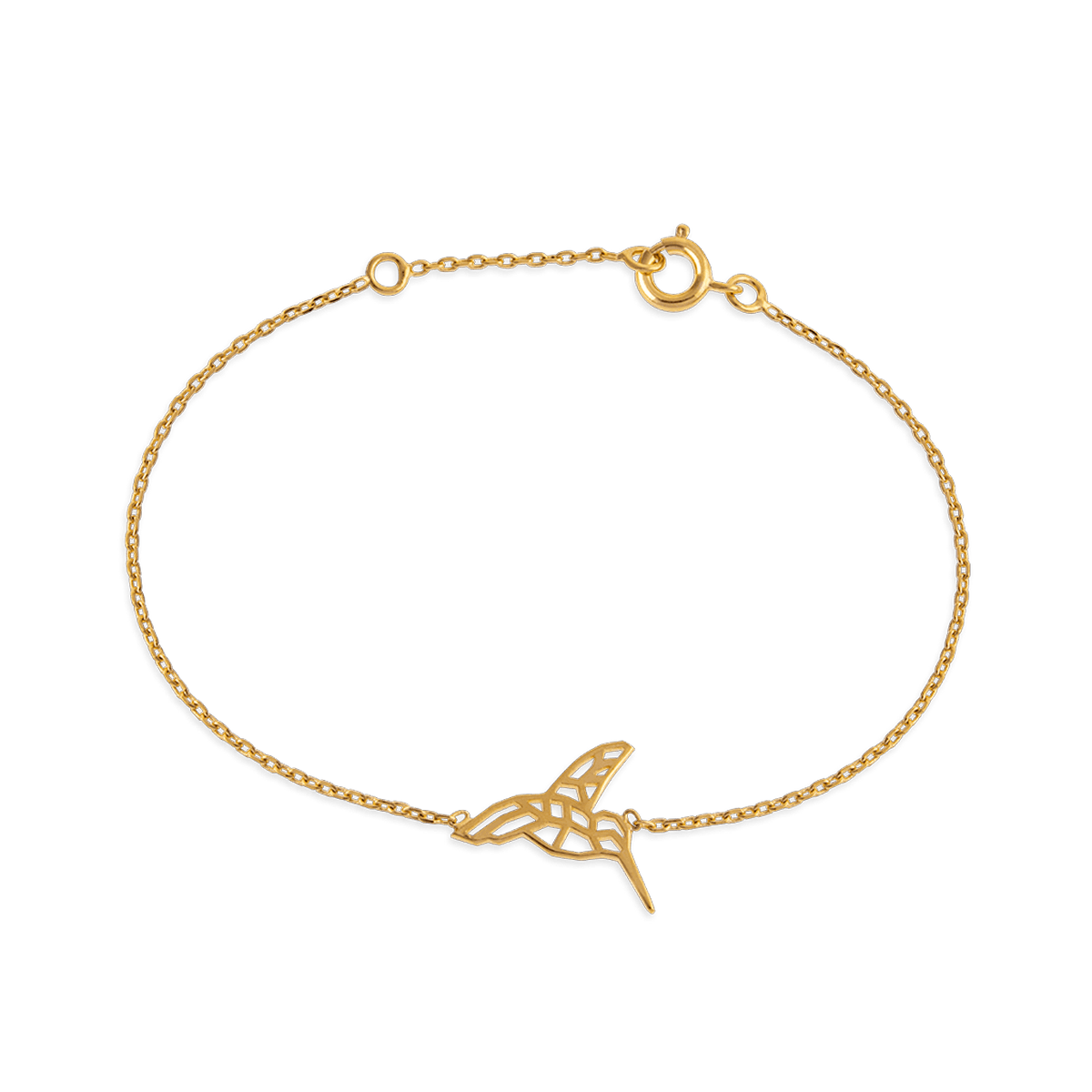 Bracelet Plaqué Or Colibri Origami 14*15mm 17 à 19cm