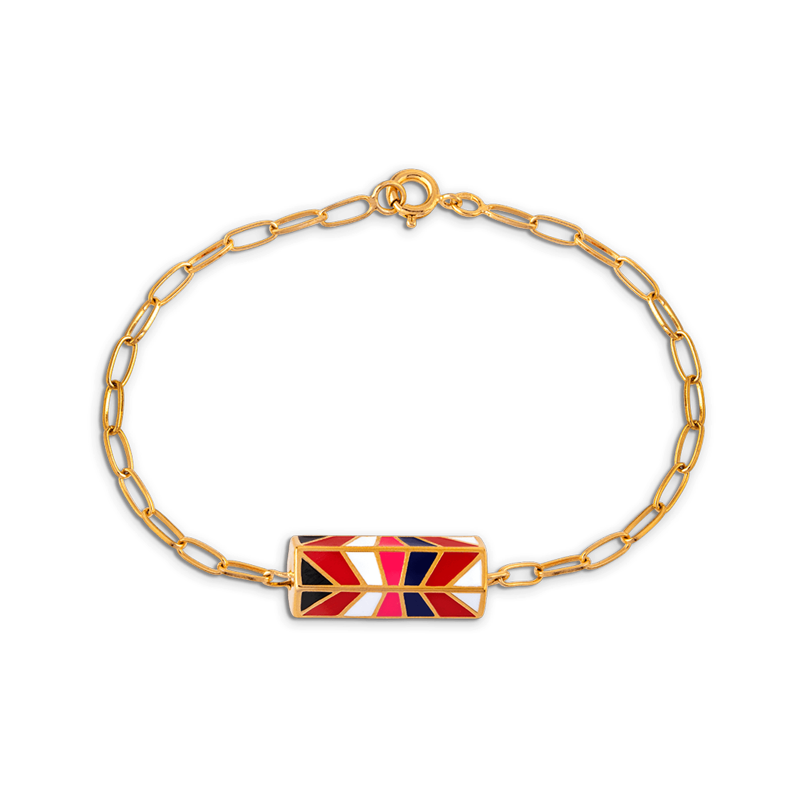 Bracelet Plaqué Or Talisman Email Multicolore