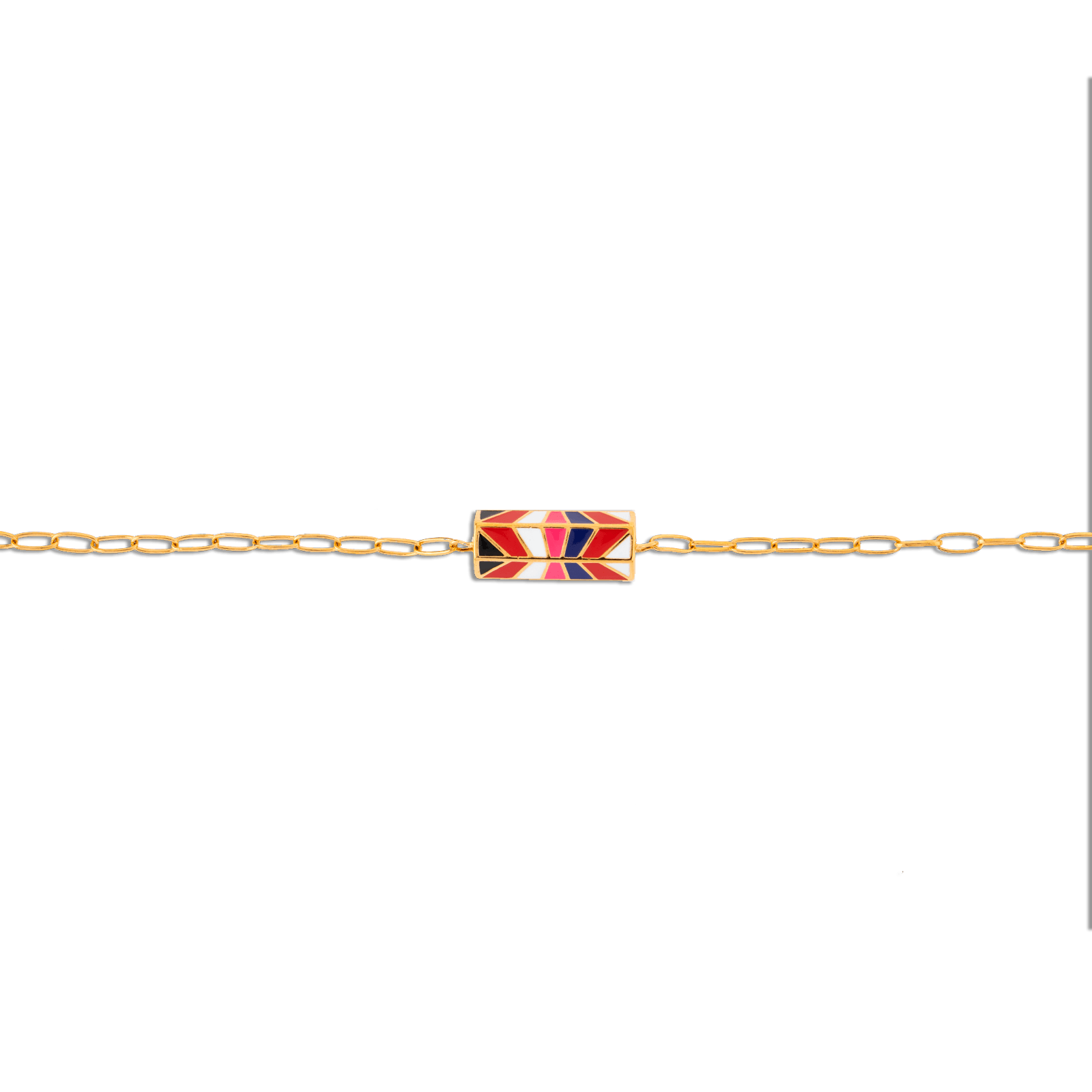 Bracelet Plaqué Or Talisman Email Multicolore