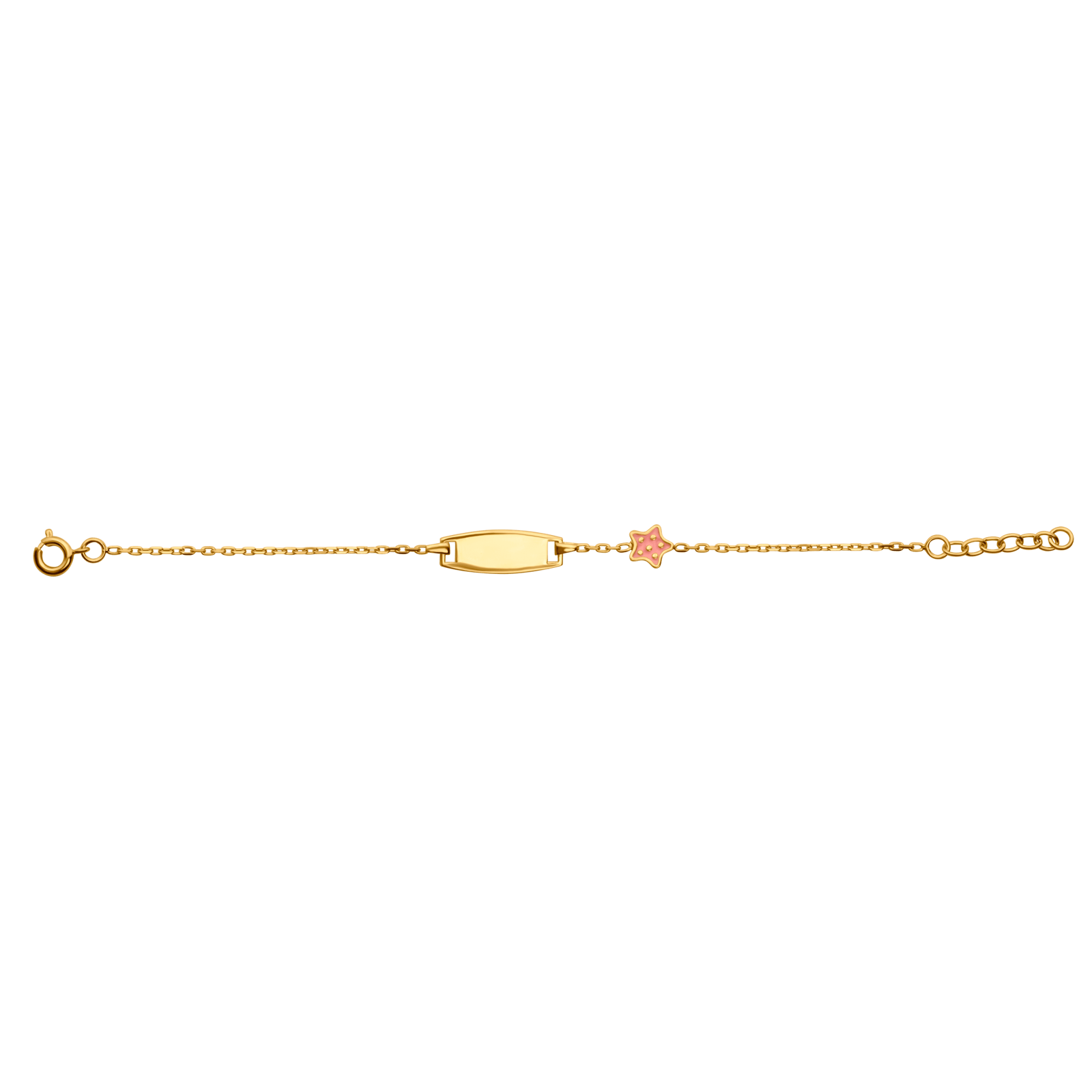 Bracelet Identité Plaqué Or Etoile Email Rose 6mm 14A16cm