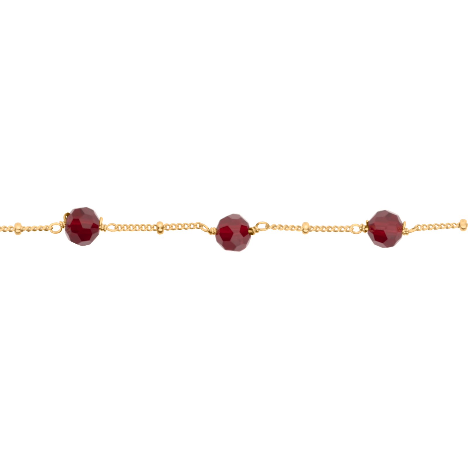 Bracelet Plaqué Or 20cm Cristal Grenat 6mm