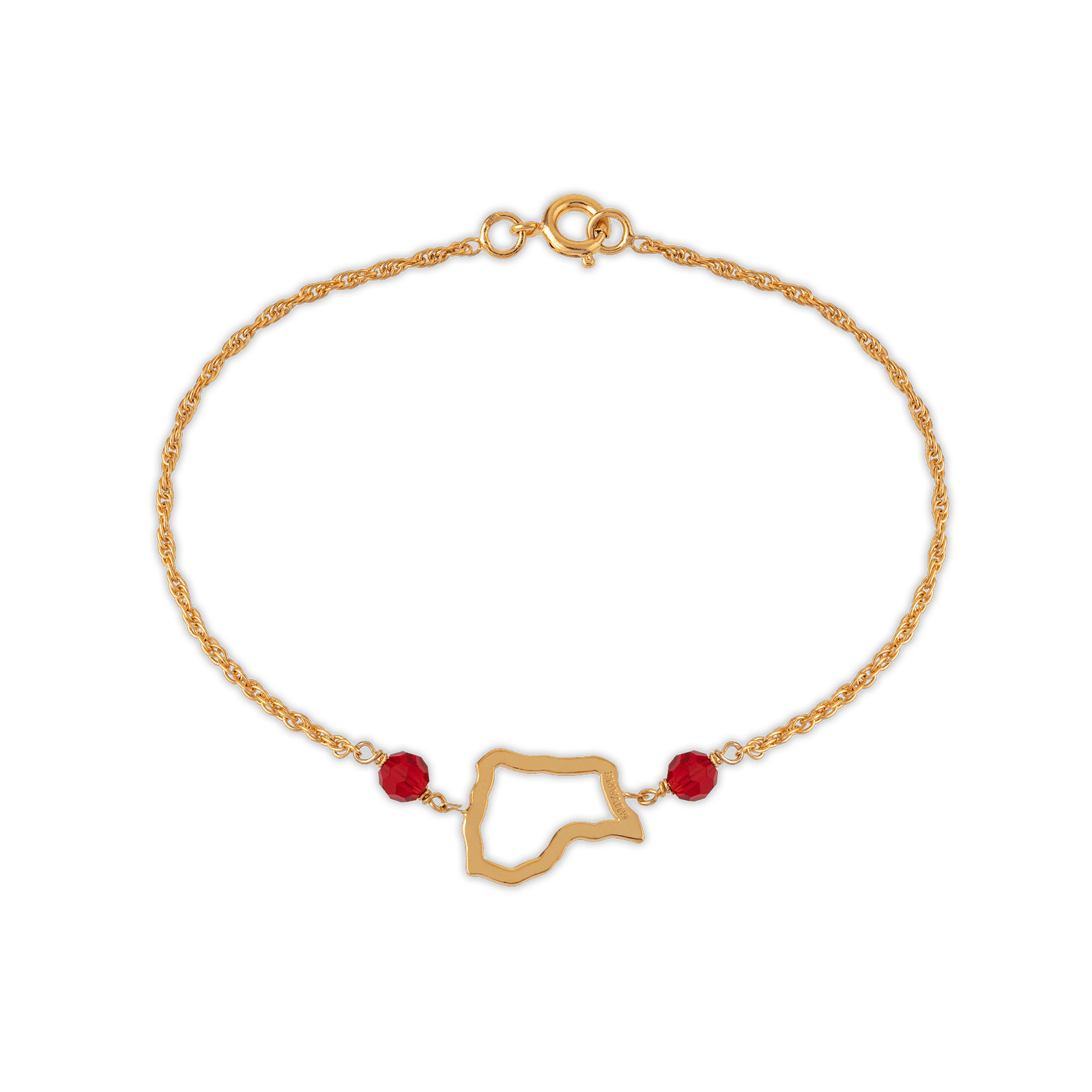 Bracelet Plaqué Or Carte Guyane Cristal Grenat