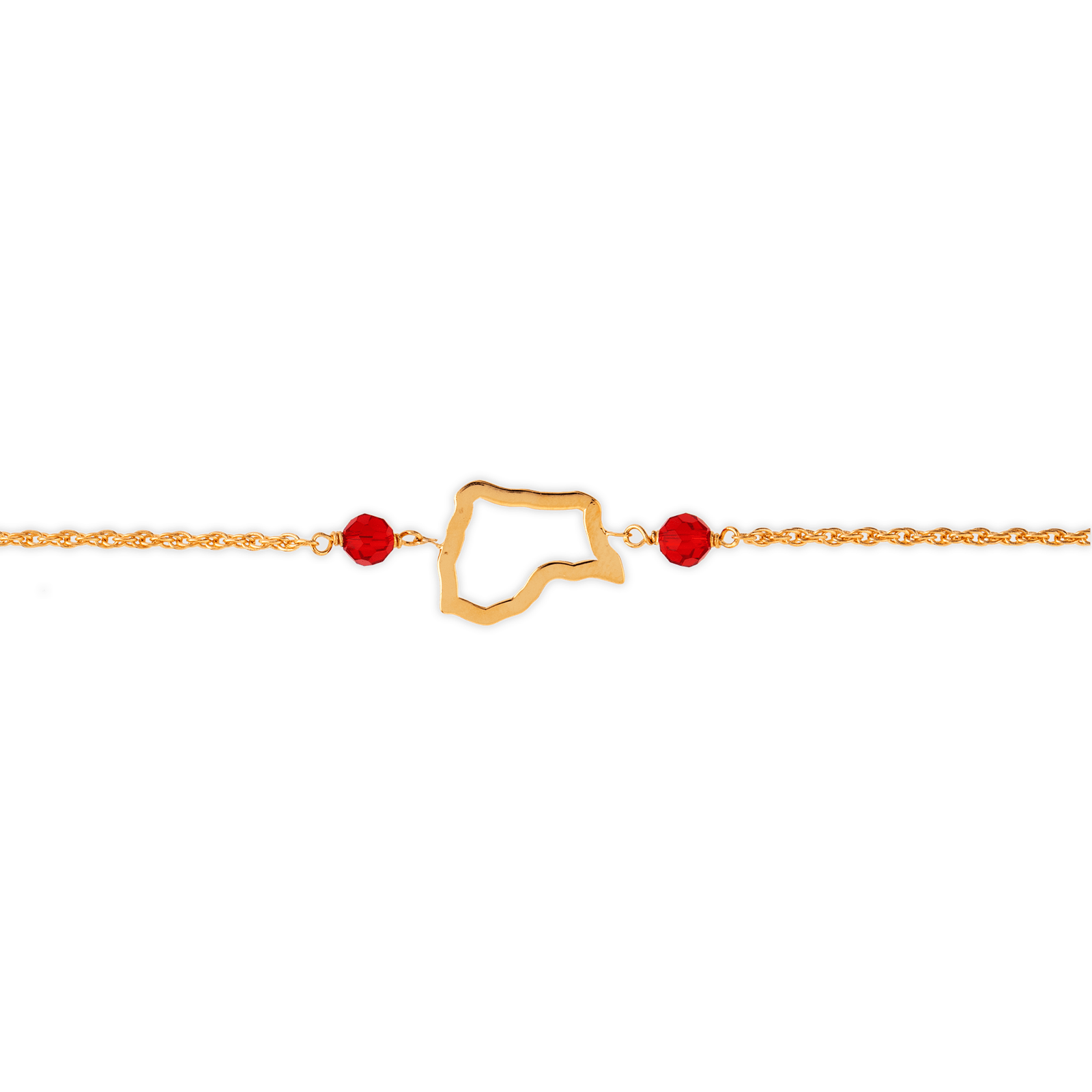 Bracelet Plaqué Or Carte Guyane Cristal Grenat