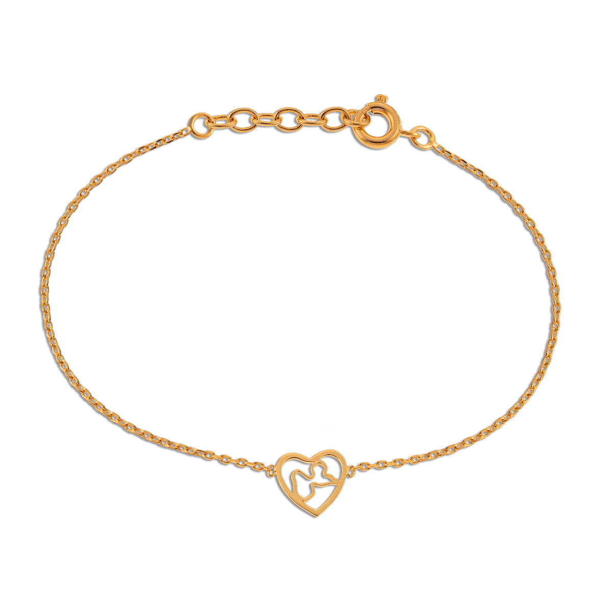 Bracelet Plaqué Or 18 à 20cm Cœur Guadeloupe 10mm
