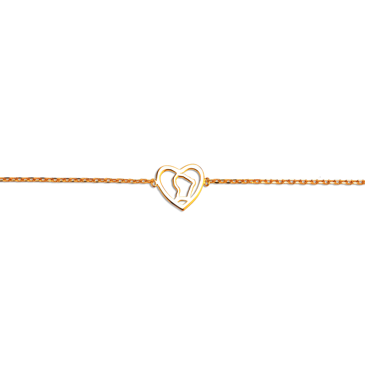 Bracelet Plaqué Or 18 à 20cm Cœur Guyane 10mm