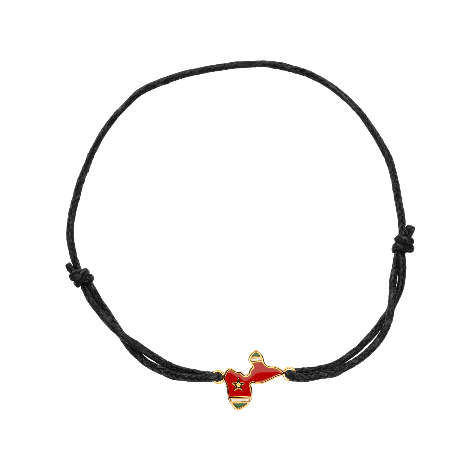 BRACELET CORDON NOIR CARTE GPE DRAPEAU12MM