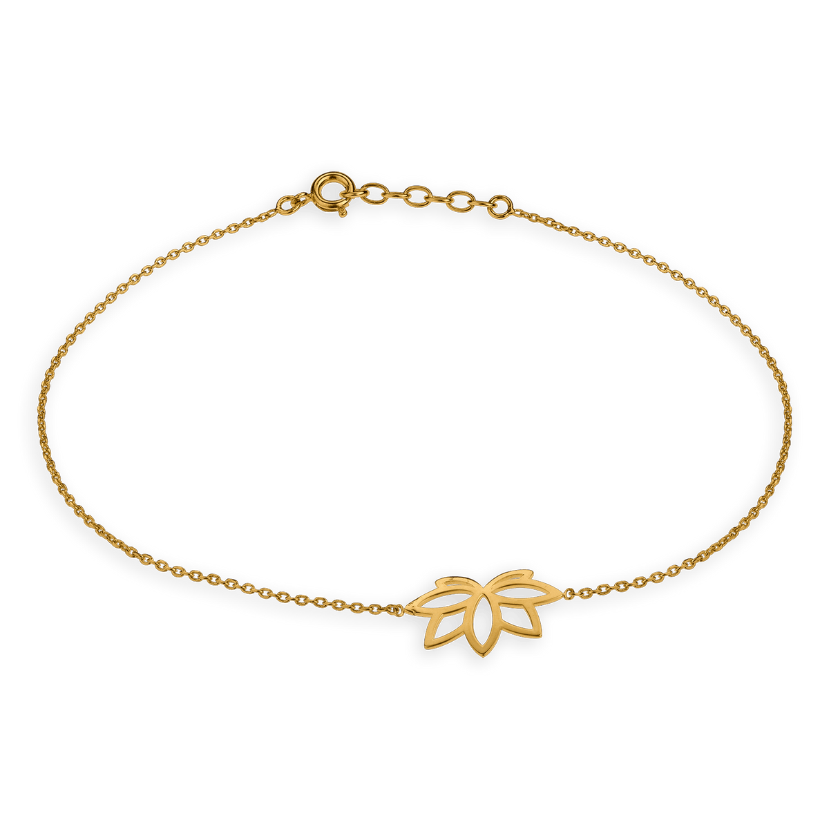 Chaîne Cheville Plaqué Or 1.2mm 25 à 27cm Fleur De Lotus 19*13mm