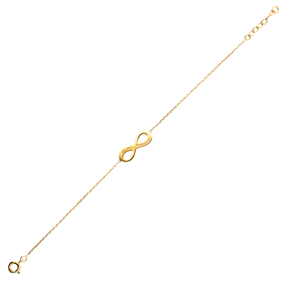 Bracelet Plaqué Or Infini 8*20mm Gravé Un Peu Beaucoup Chaîne 1.3mm 17 à 19cm