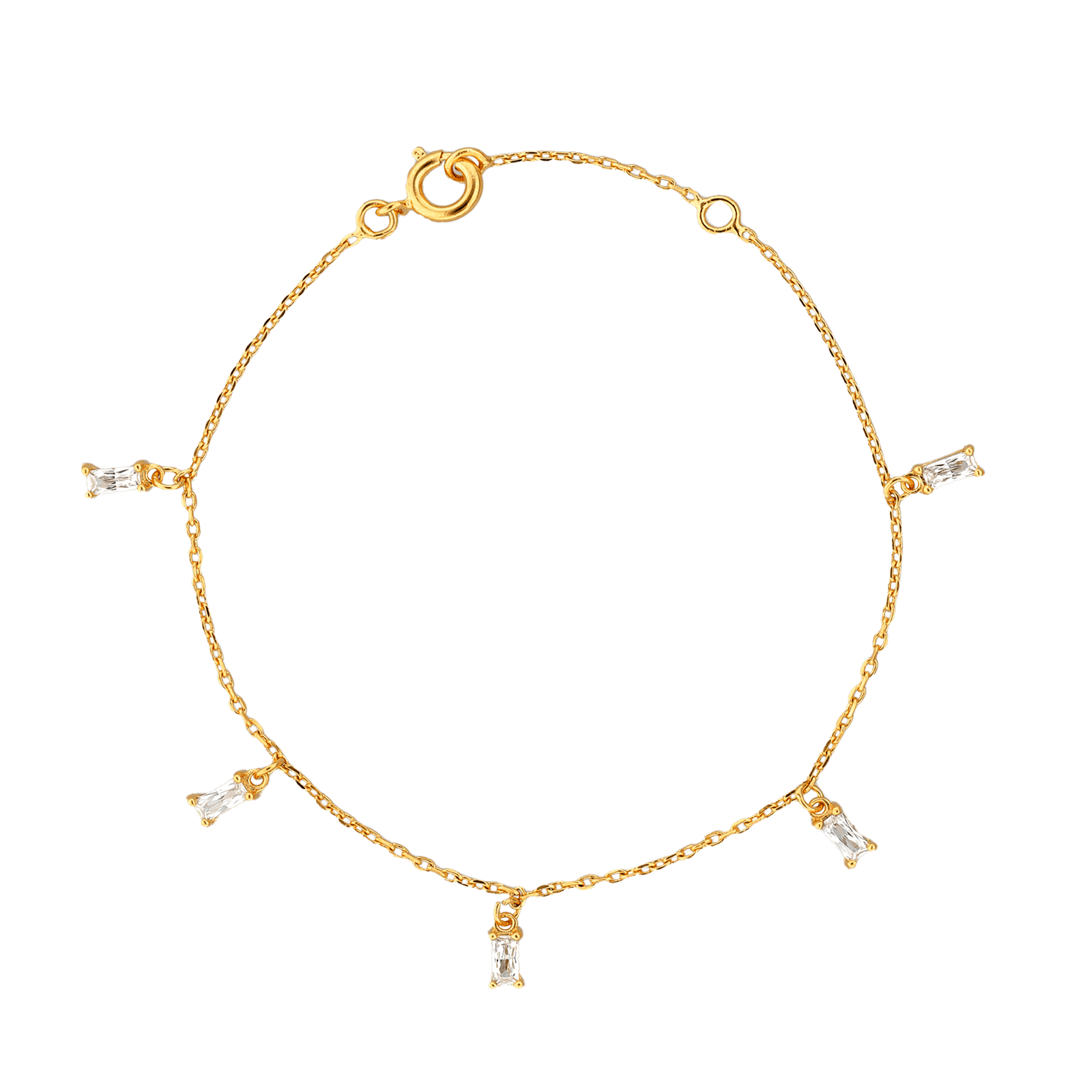 Bracelet Pampilles Zirconium 2*4mm 16A18cm Plaqué Or