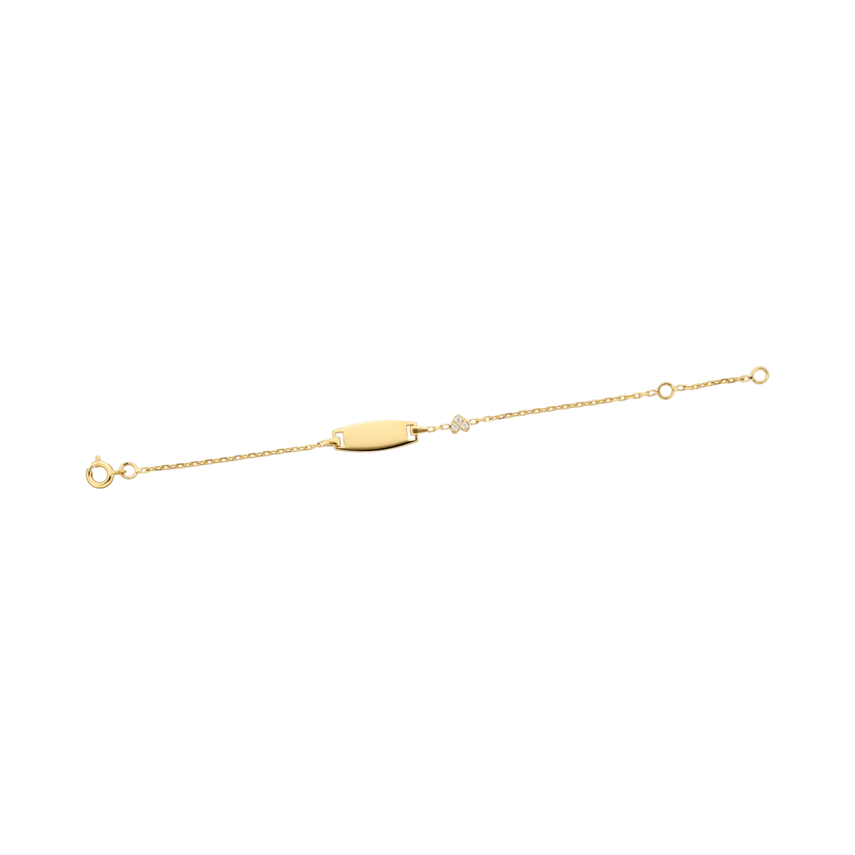 Bracelet Identité Plaqué Or Chaîne Forçat Diamanté 1.5mm Plaque 7*19mm 13 à 15cm