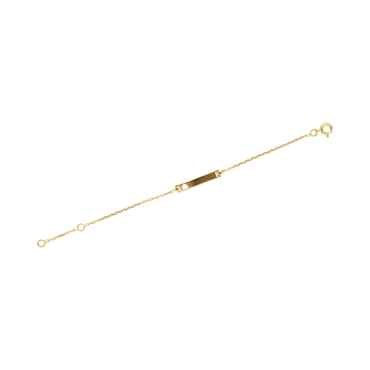 Bracelet Identité Plaqué Or Chaîne Forçat Diamanté 1.5mm Plaque 4*23mm 13 à 15cm