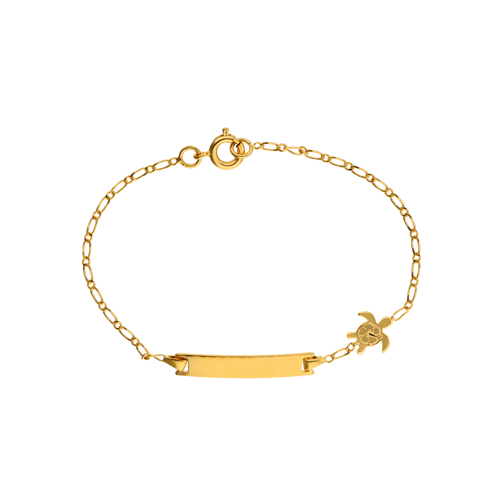 Bracelet Identité Bébé Plaqué or 15 centimètres plaque rectangle tortue