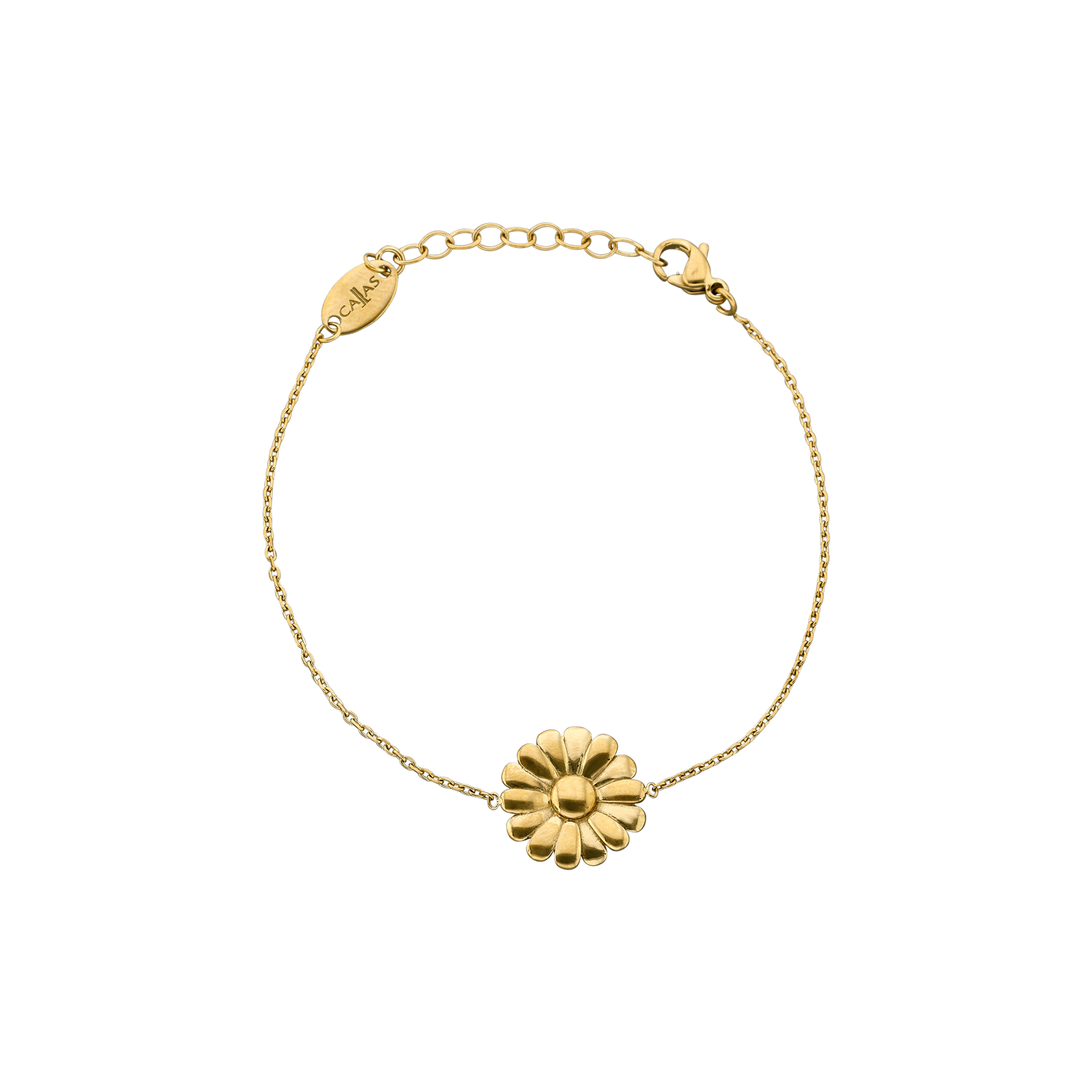 bracelet callas acier doré motif fleur 17 plus 3 mm