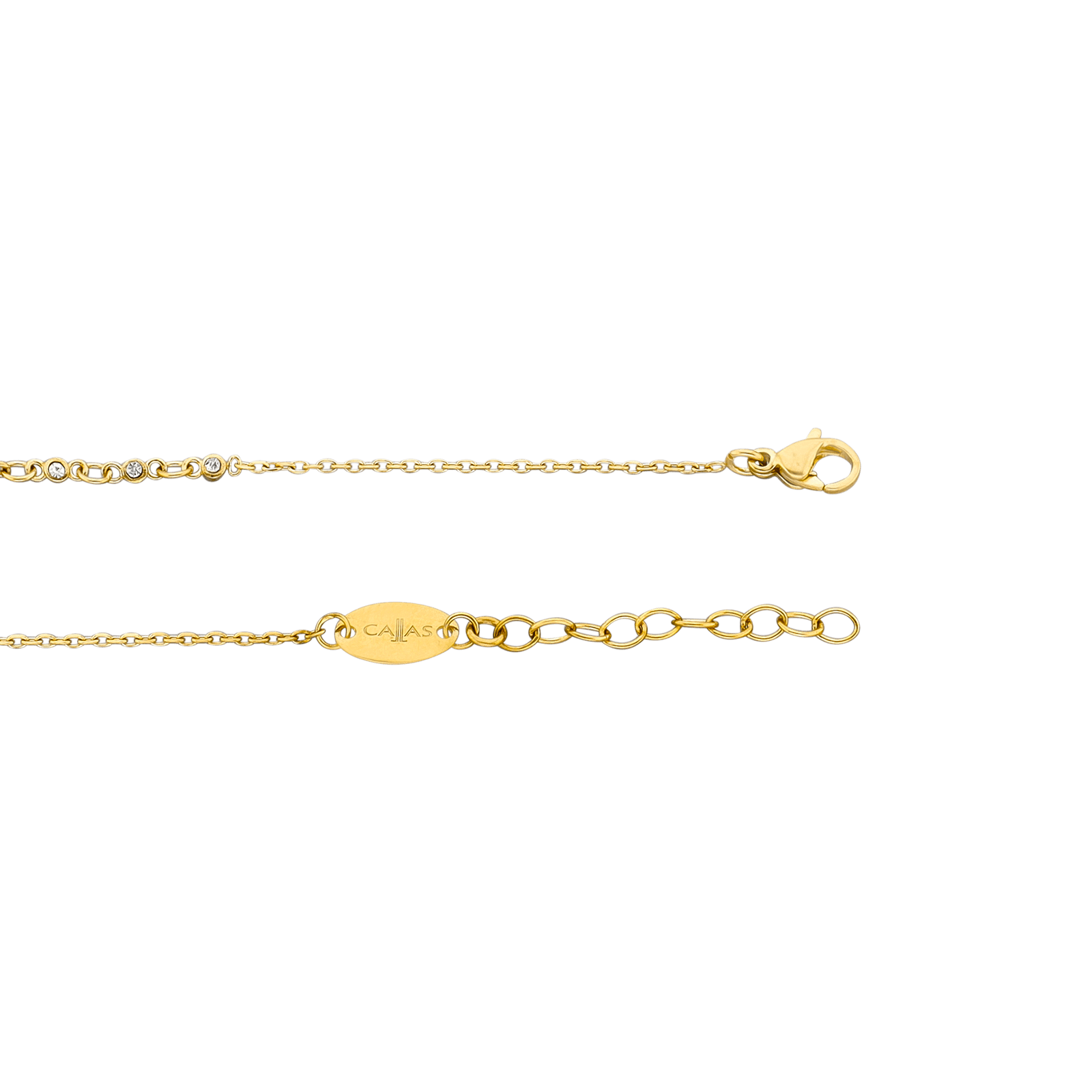 bracelet callas acier doré centre oxyde de zirconium pampille étoile 17 plus 3 mm