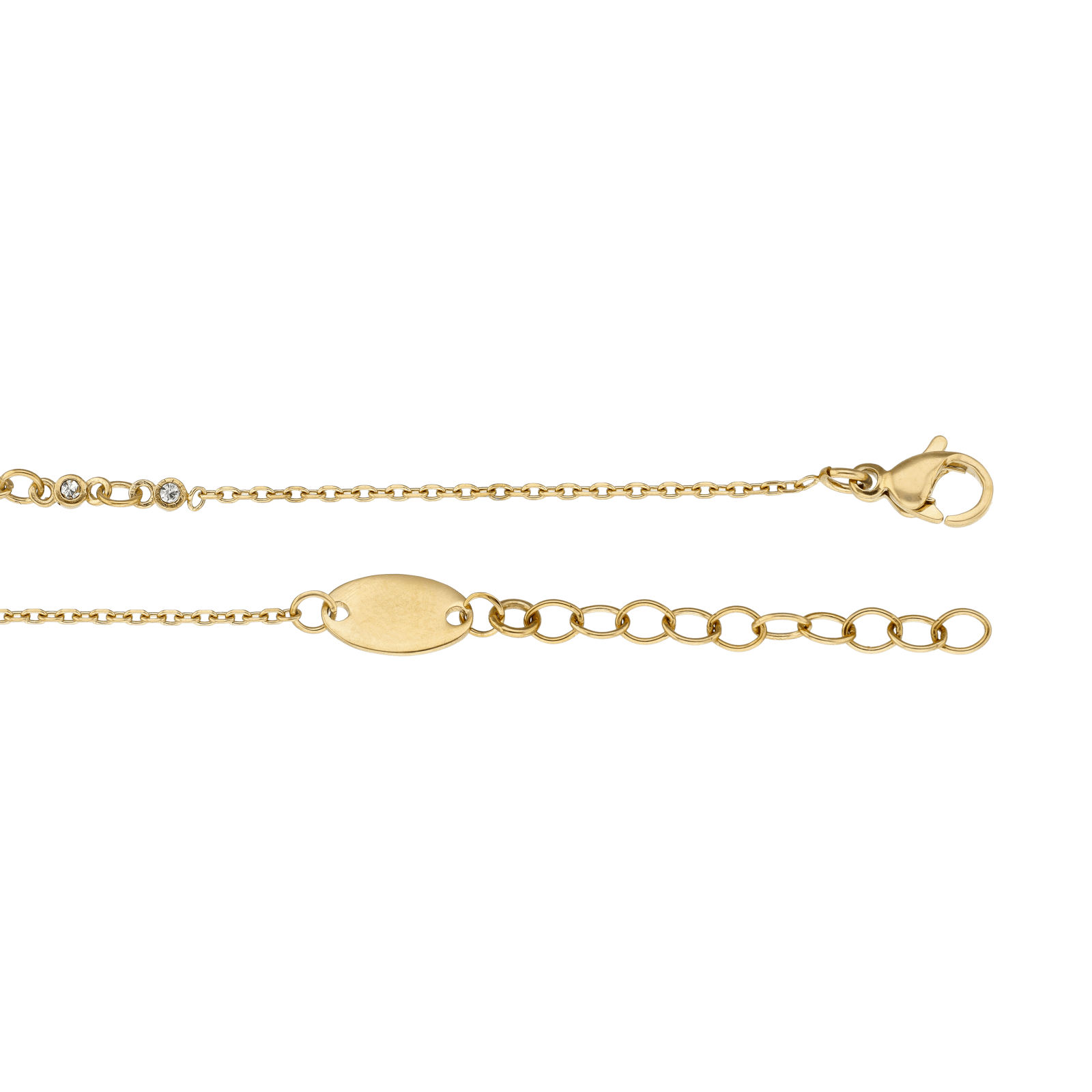 Bracelet Callas Acier doré Centre Oxyde de Zirconium Pampille Lune 17 plus 3 centimètres