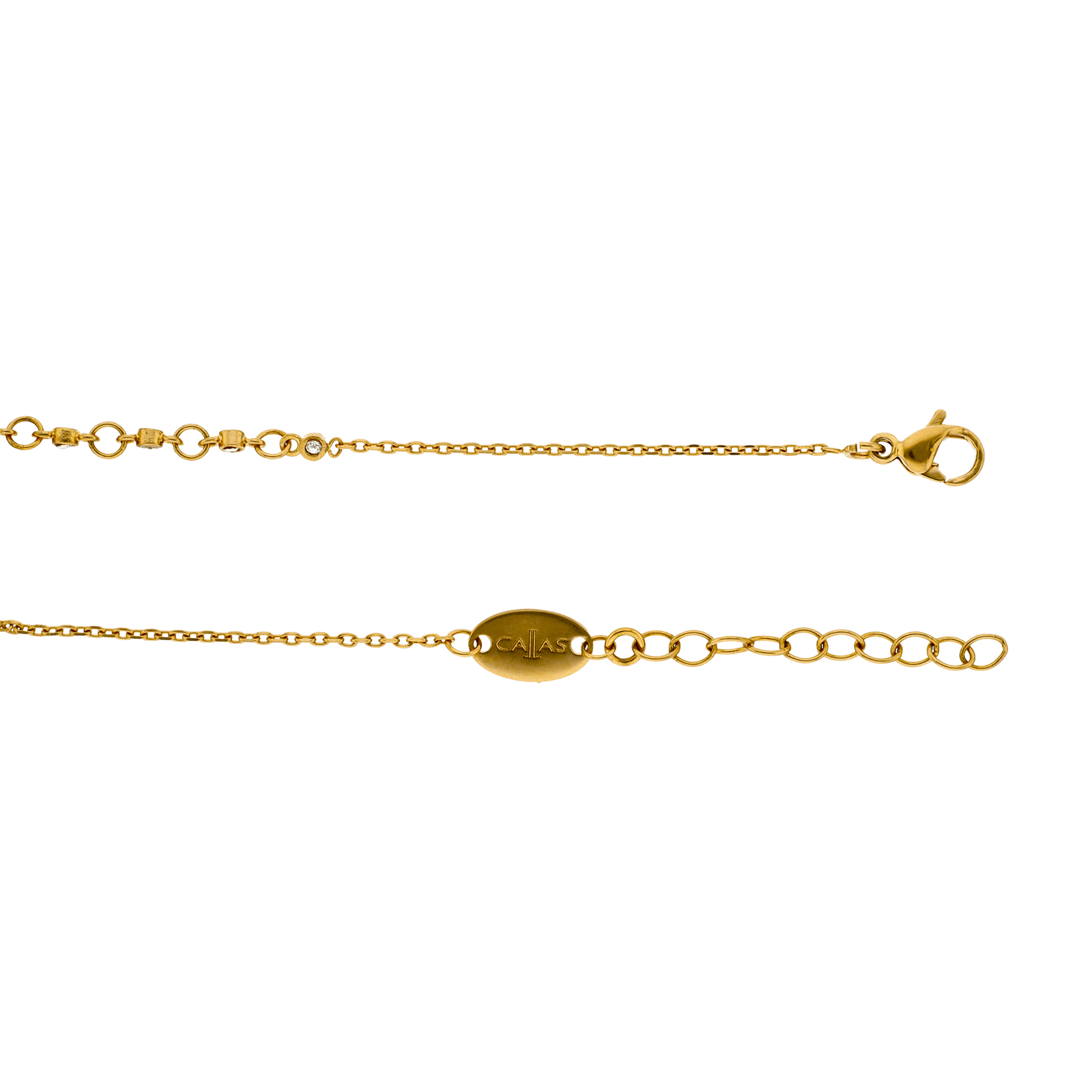 bracelet callas acier doré centre oxyde de zirconium pampille coeur 17 plus 3 mm