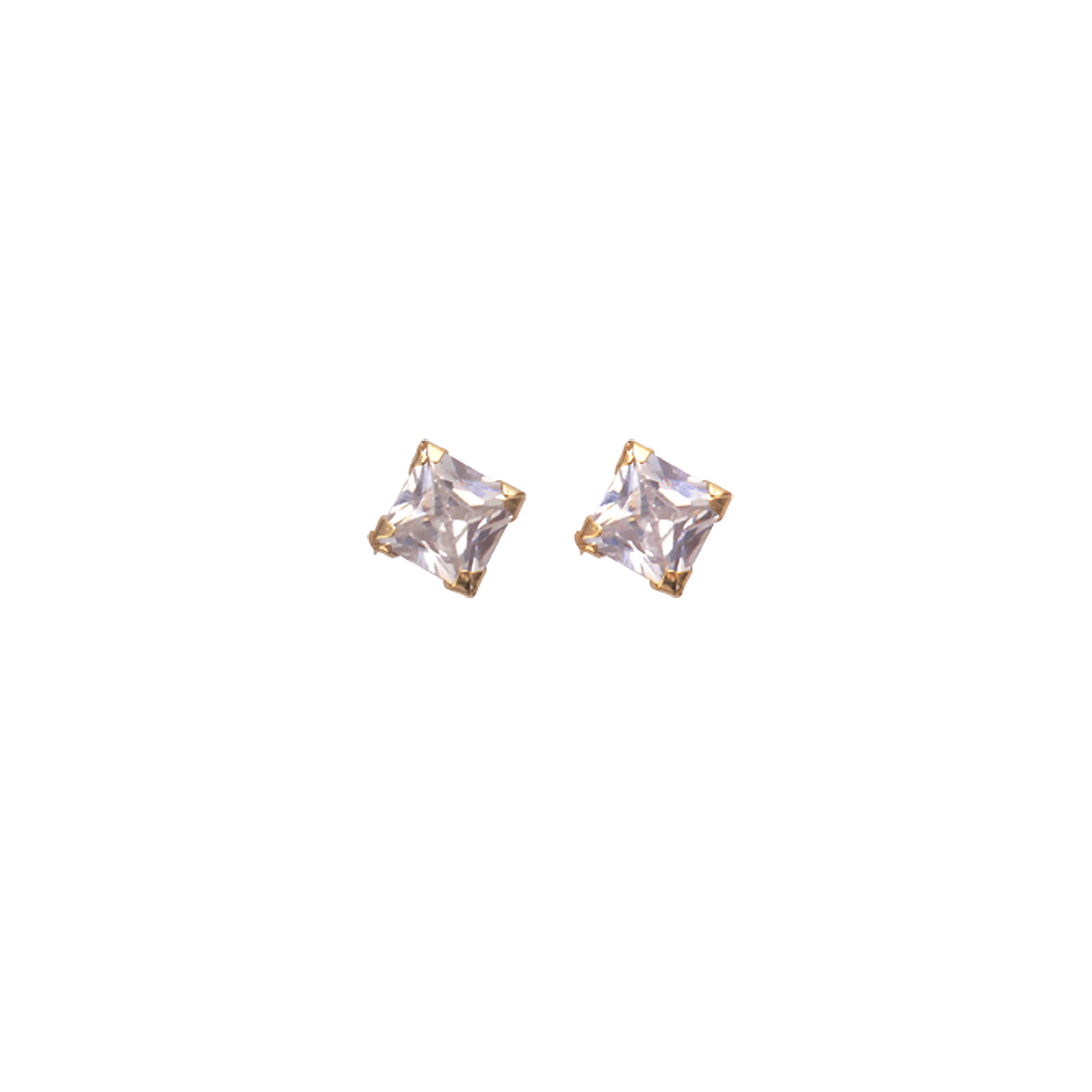 Boucles D'oreilles Or375 Zirconium Carré 4mm
