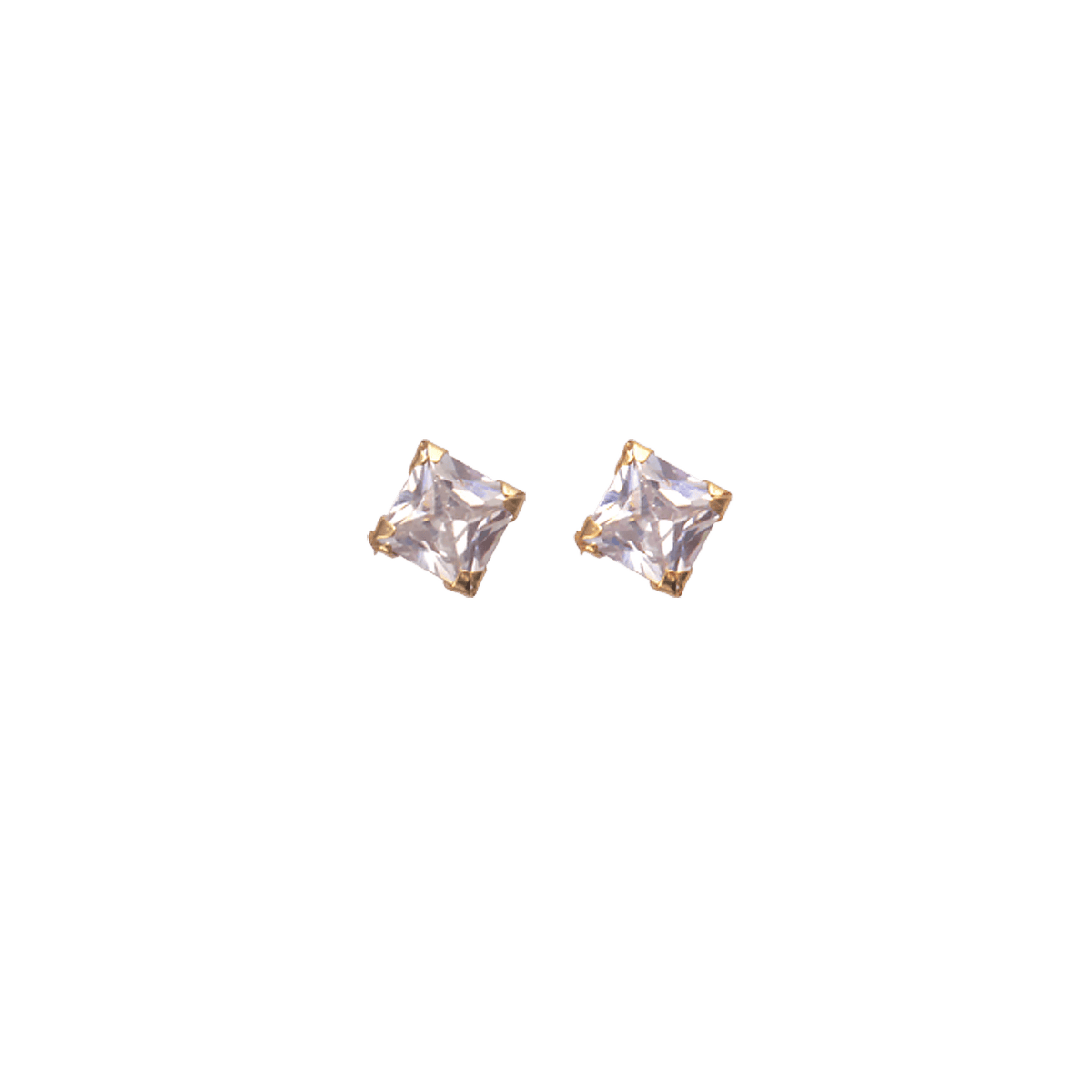 Boucles D'oreilles Or 375 Zirconium 4mm 4 Griffes Fermoir Or 375 Silicone
