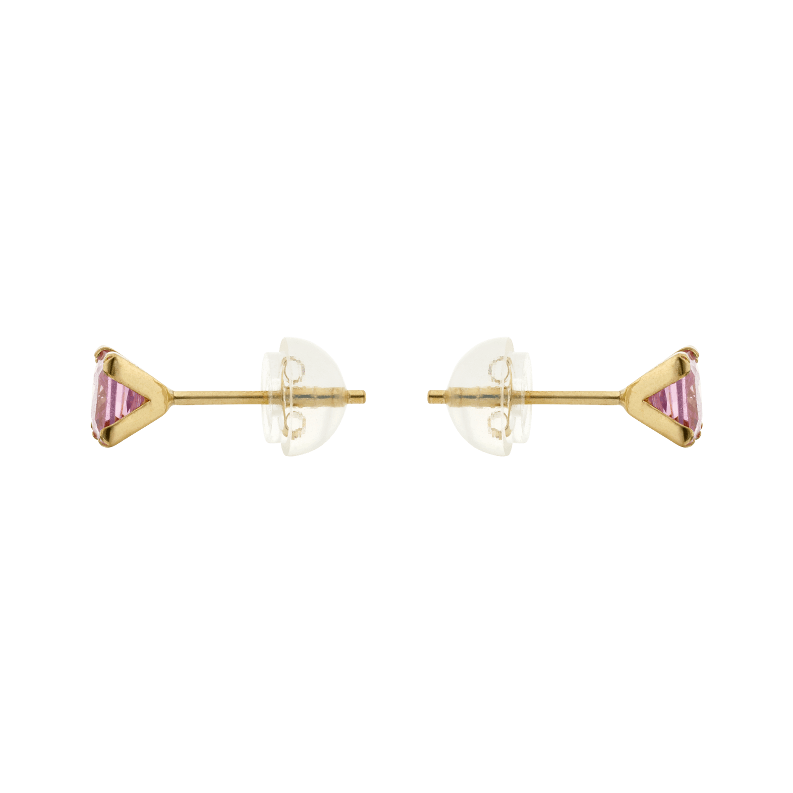 Boucles d'Oreilles carré Oxyde de Zirconium quatre millimètres Rose