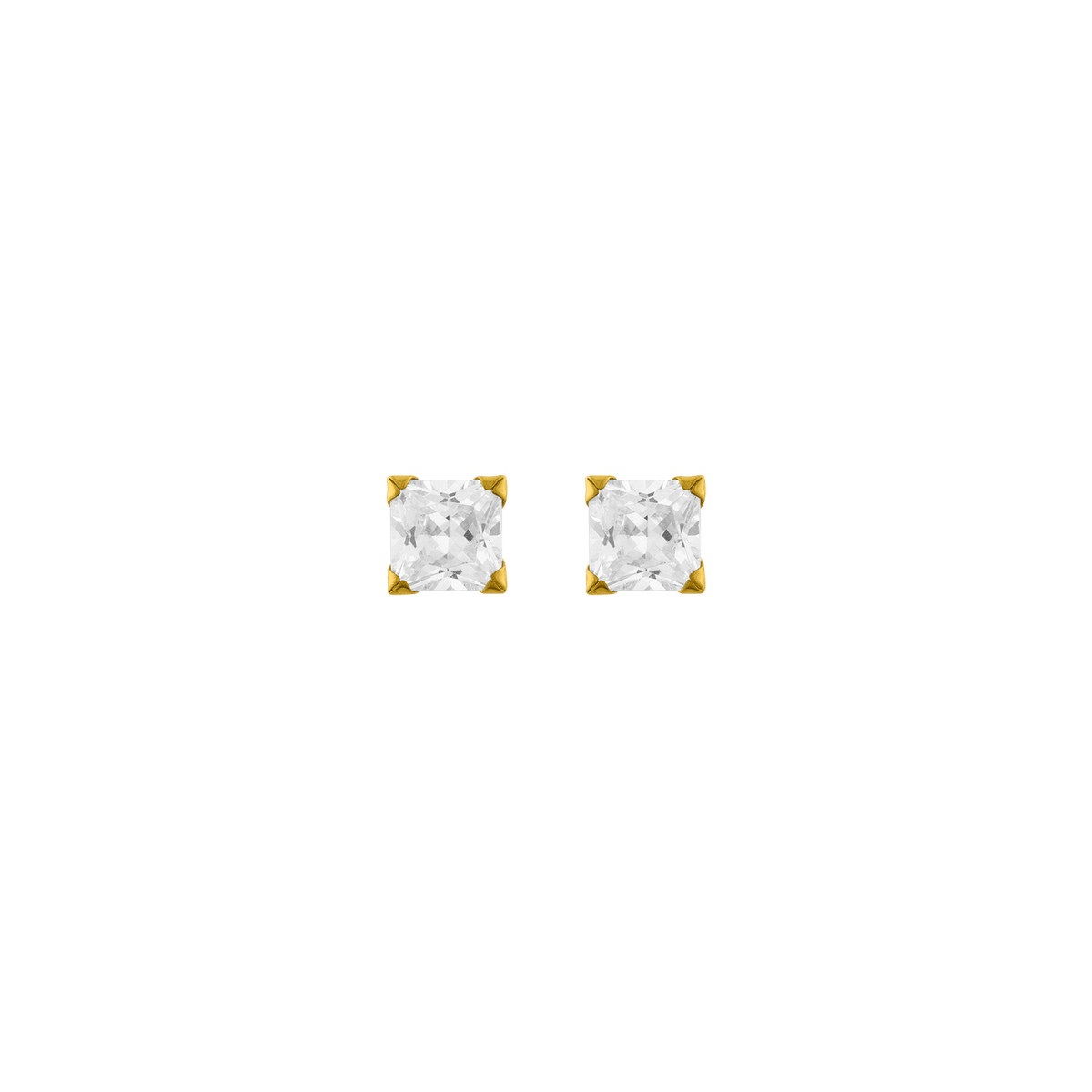 Boucles D'oreilles Or375 Zirconium Carré 5mm
