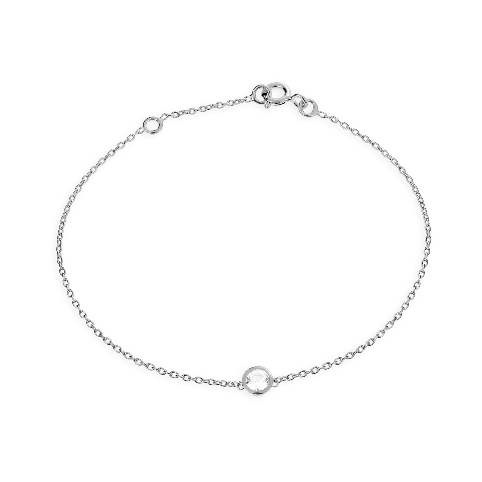 bracelet 20cm argent pampilles de Oxyde de Zirconium blanc