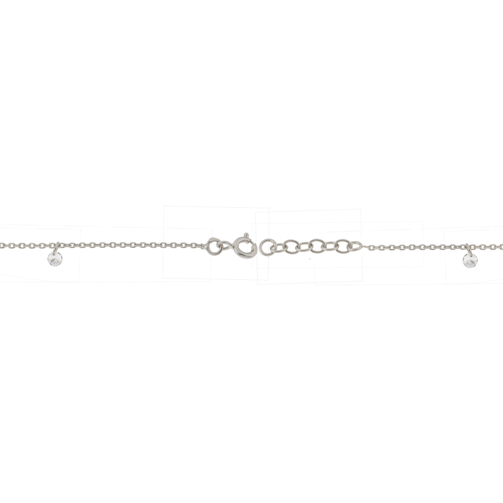 Chaîne Cheville Boules Argent925 Zirconium Blanc
