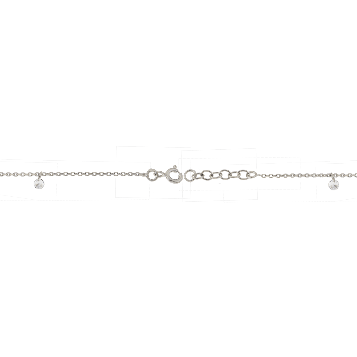 Chaîne Cheville Argent 925 25 à 27cm Zirconium Blanc 3mm