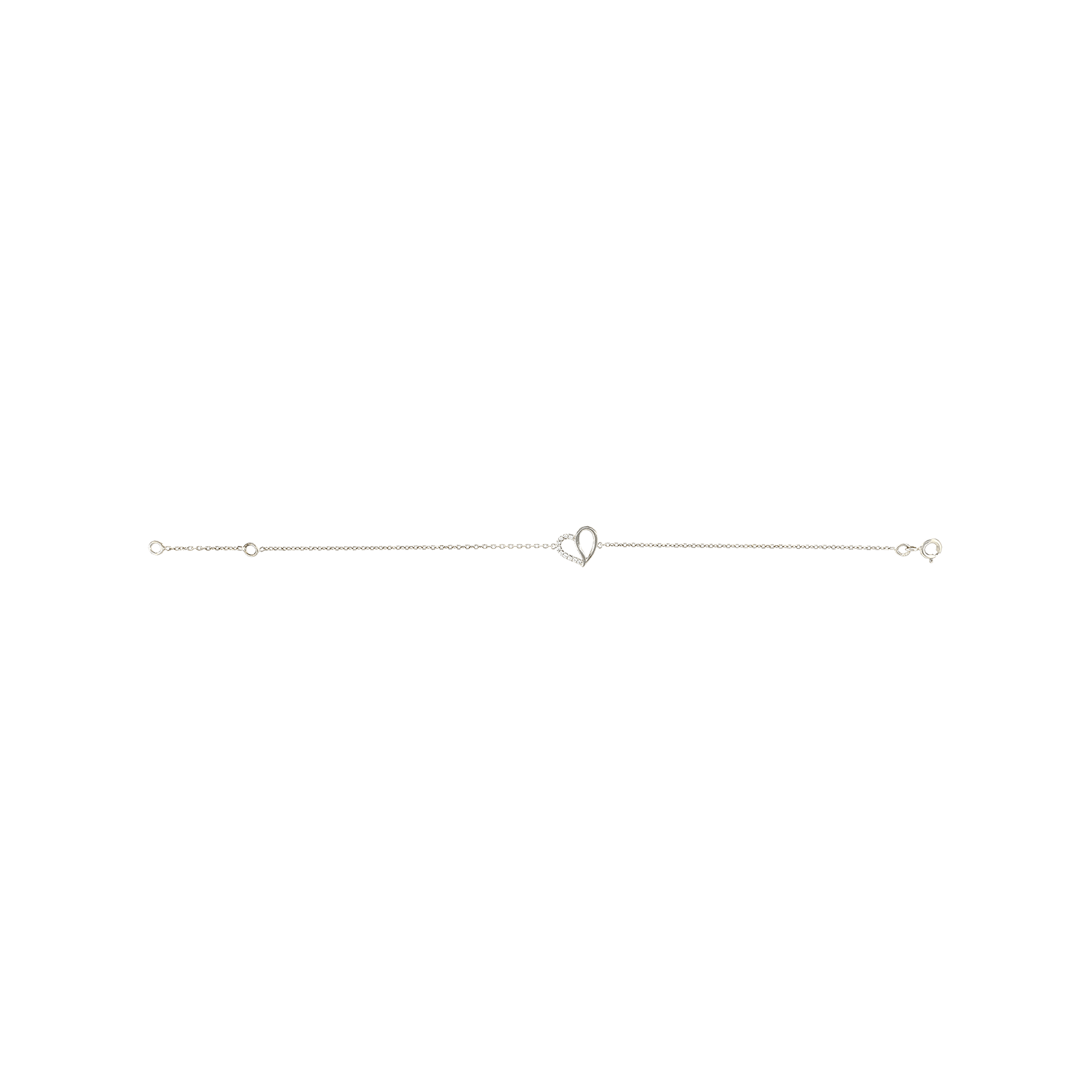 bracelet 18cm Argent coeur un côté Oxyde de Zirconium
