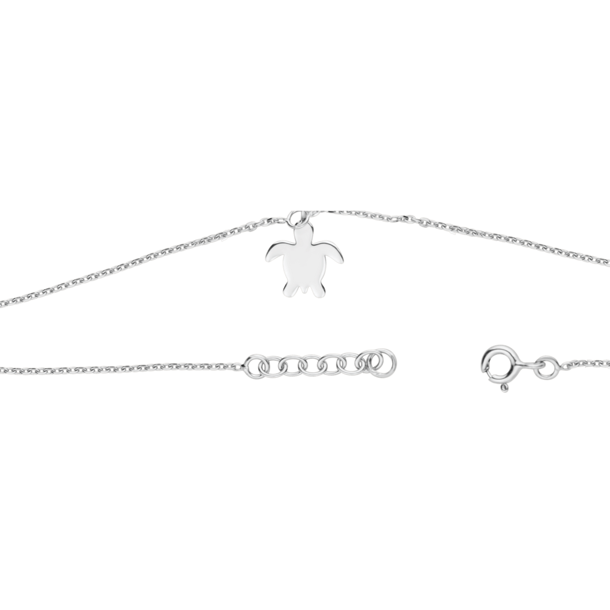 Chaîne Cheville Argent 925 25 à 27cm Tortue 10*11mm