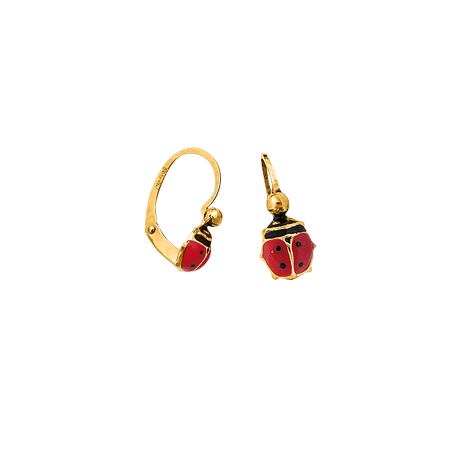 Boucles d'Oreilles dormeuse coccinelle laquée rouge
