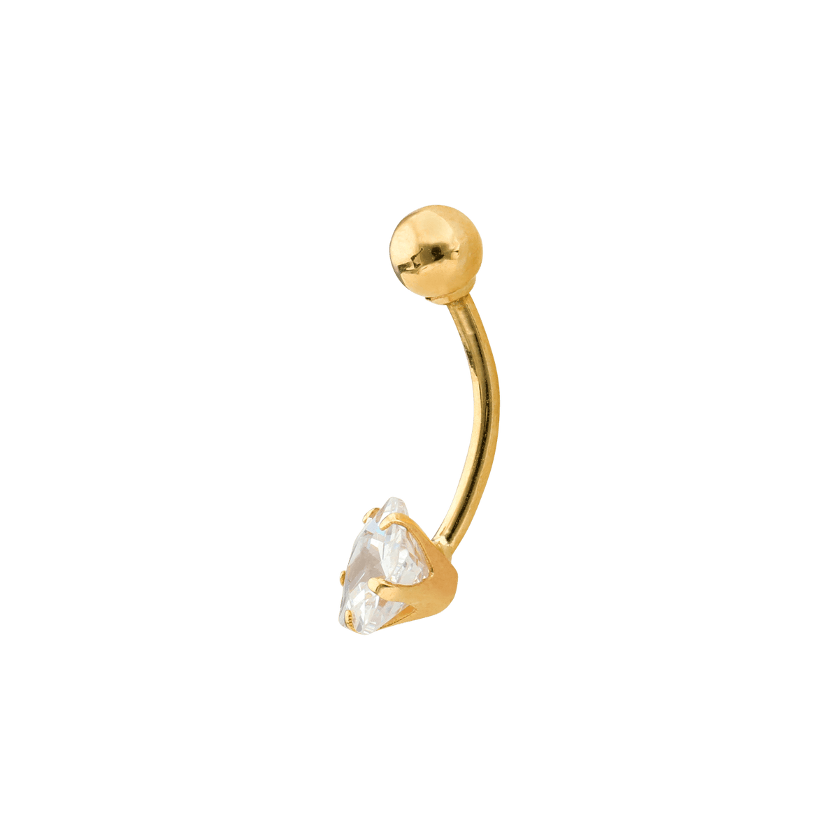 Piercing Nombril Or 375 19mm Tige 1.1mm Boule 4mm Fleur Zirconium 6mm 5Griffes