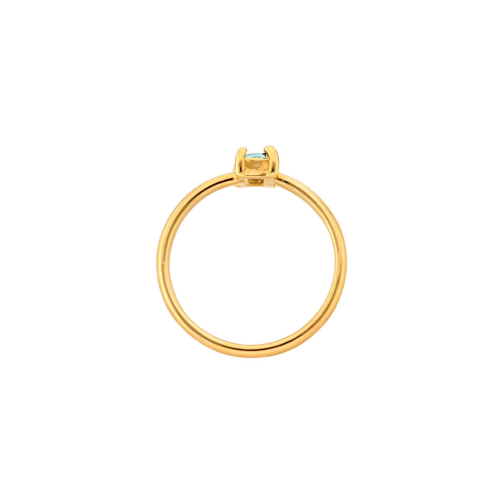Bague Plaqué or Zirconia Cubique rectangle Oxyde de Zirconium bleu aigue-marine