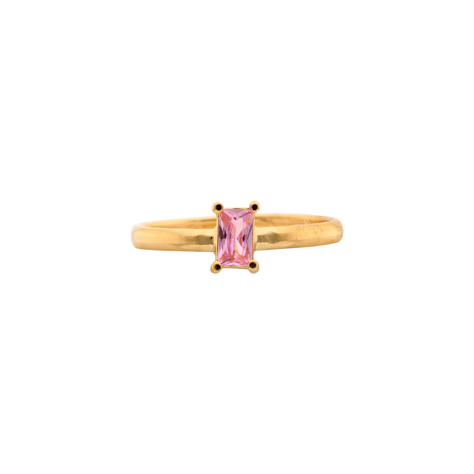 Bague Plaqué or Zirconia Cubique rectangle Oxyde de Zirconium Rose