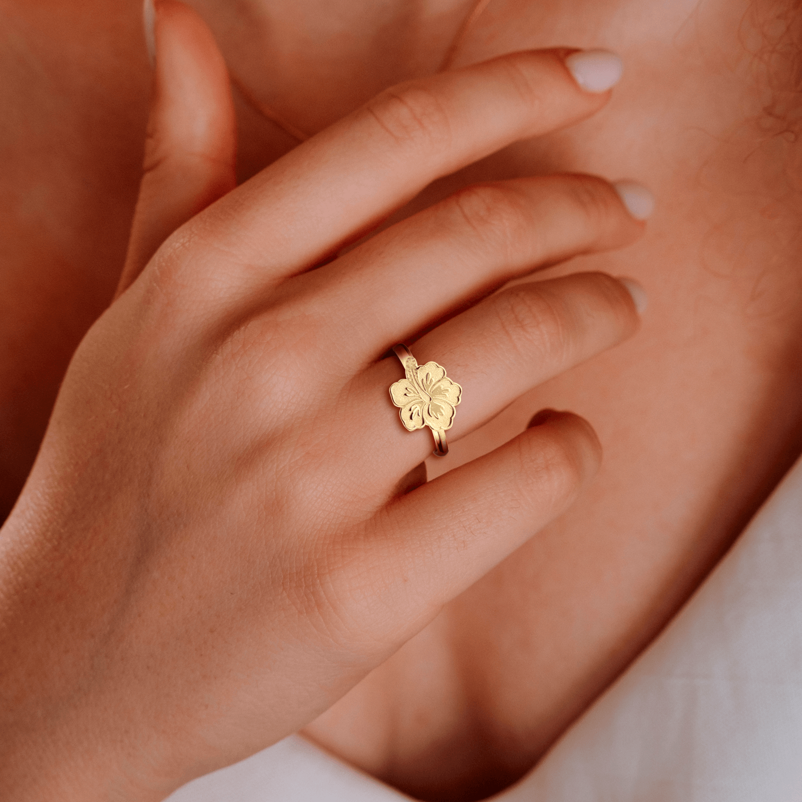 Bague Plaqué Or Hibiscus