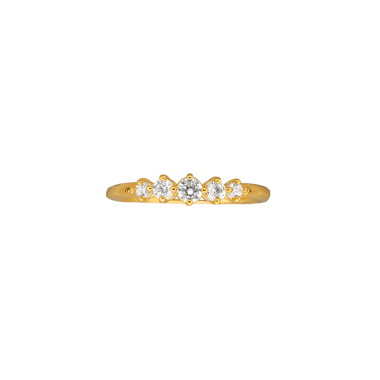 bague plaque or 5 Oxyde de Zirconium sertis griffes