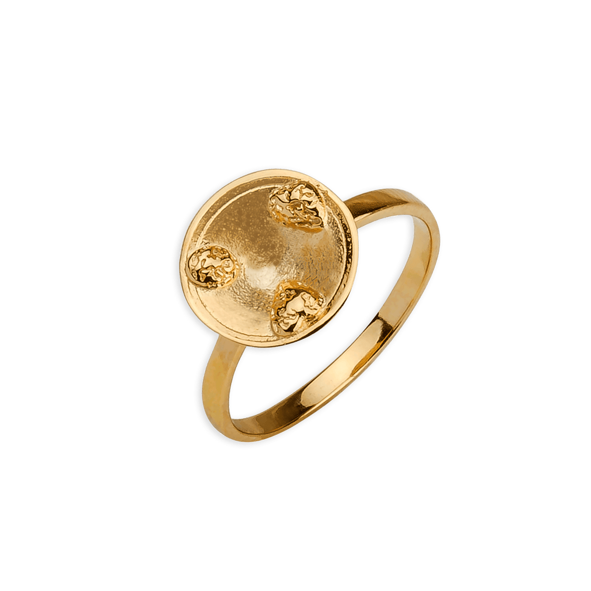 Bague Plaqué Or Batée 12mm Corps 2mm Taille 52