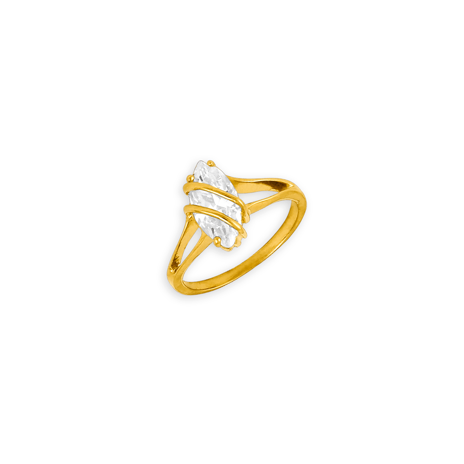 Bague Plaqué Or Zirconium Navette