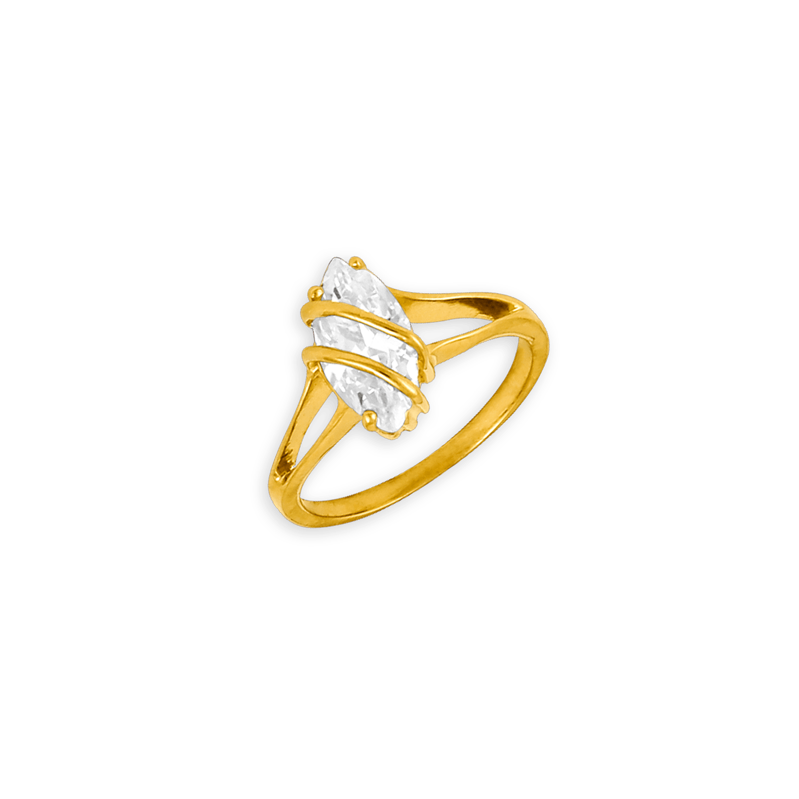 Bague Plaqué Or Zirconium Navette