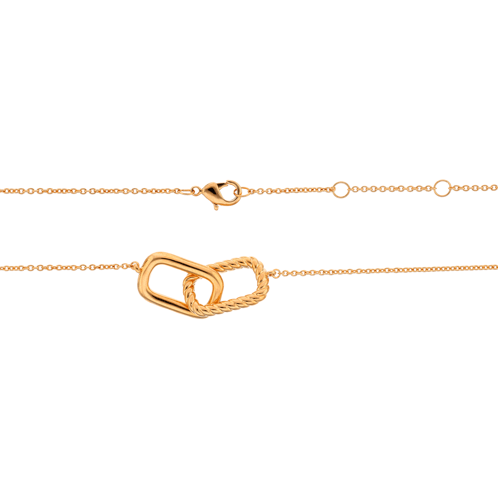Collier Plaqué or double rectangles entrelacés