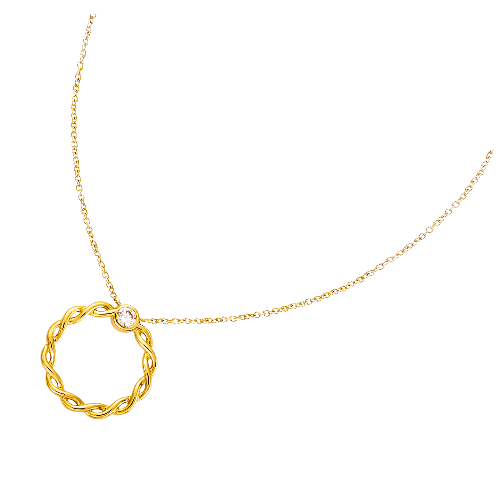 collier Plaqué or cercle évidé Torsade Oxyde de Zirconium
