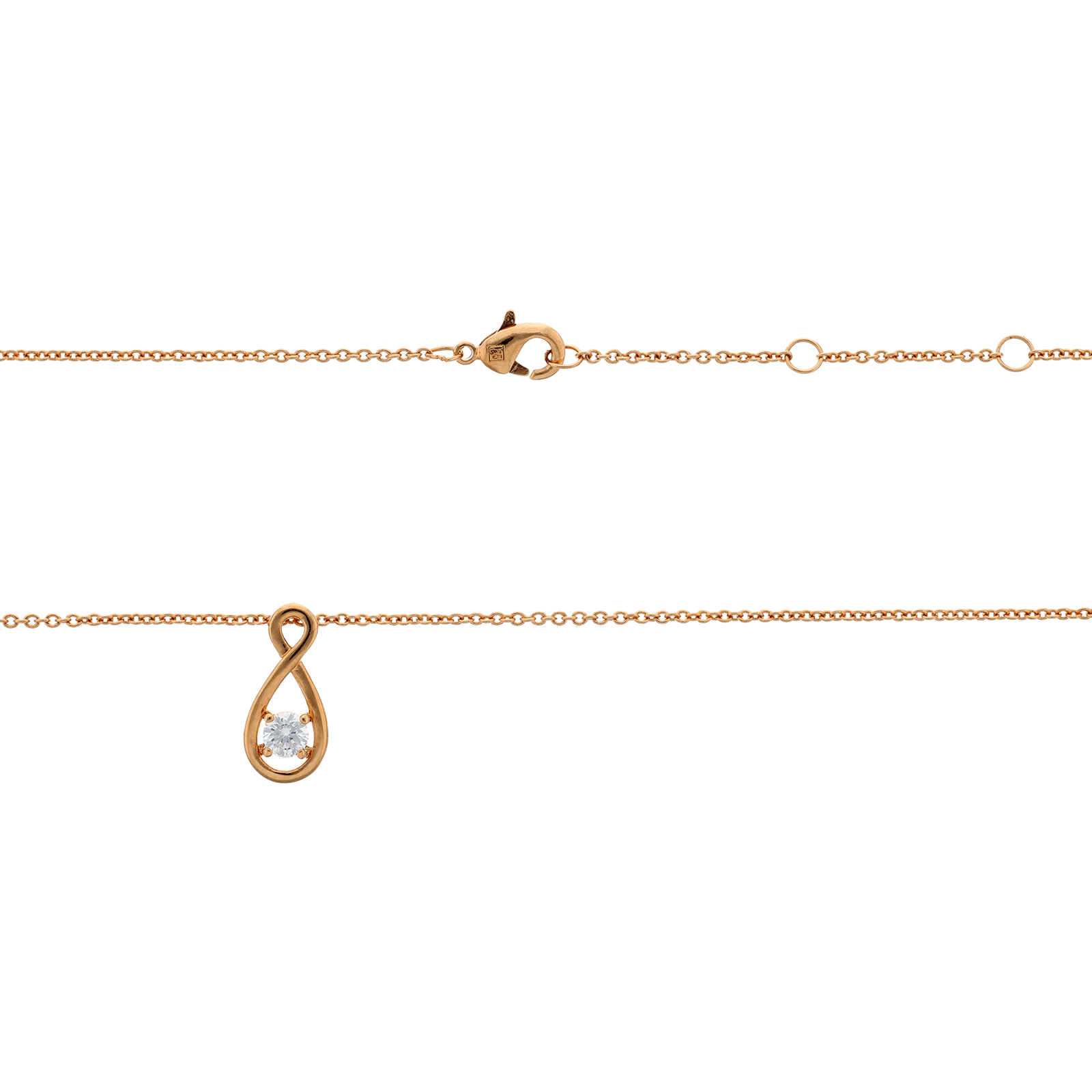 Collier Plaqué or forme Infini Oxyde blanc