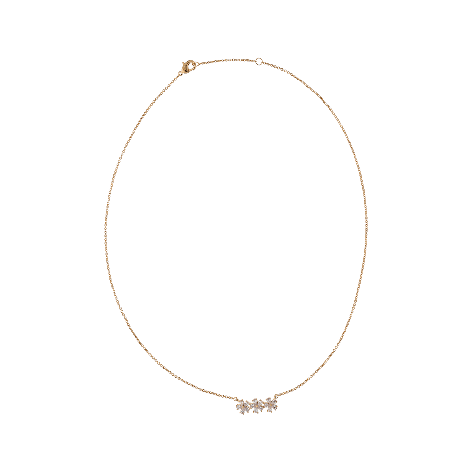 Collier Plaqué or trio fleurs Oxydes blancs